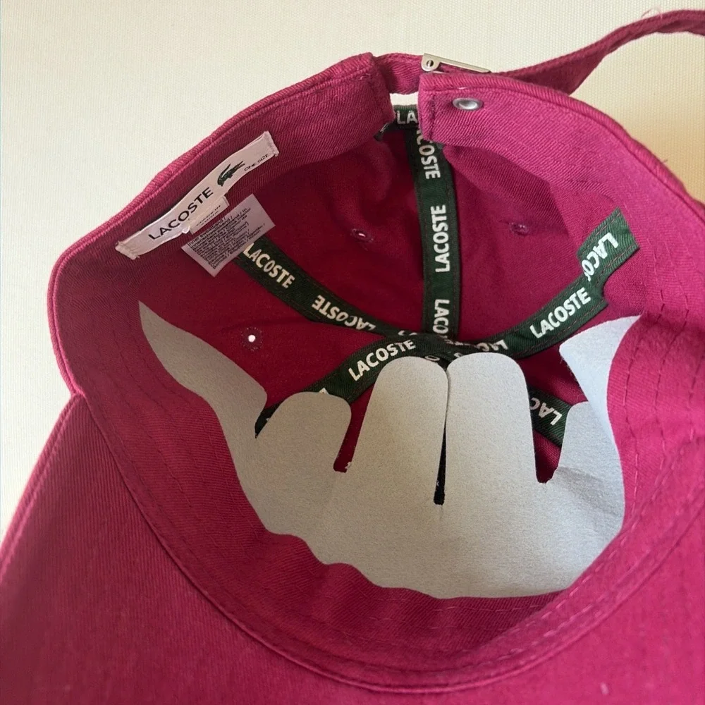 Lacoste Maroon Red Hat Adjustable Cap Big Logo Crocodile One Size